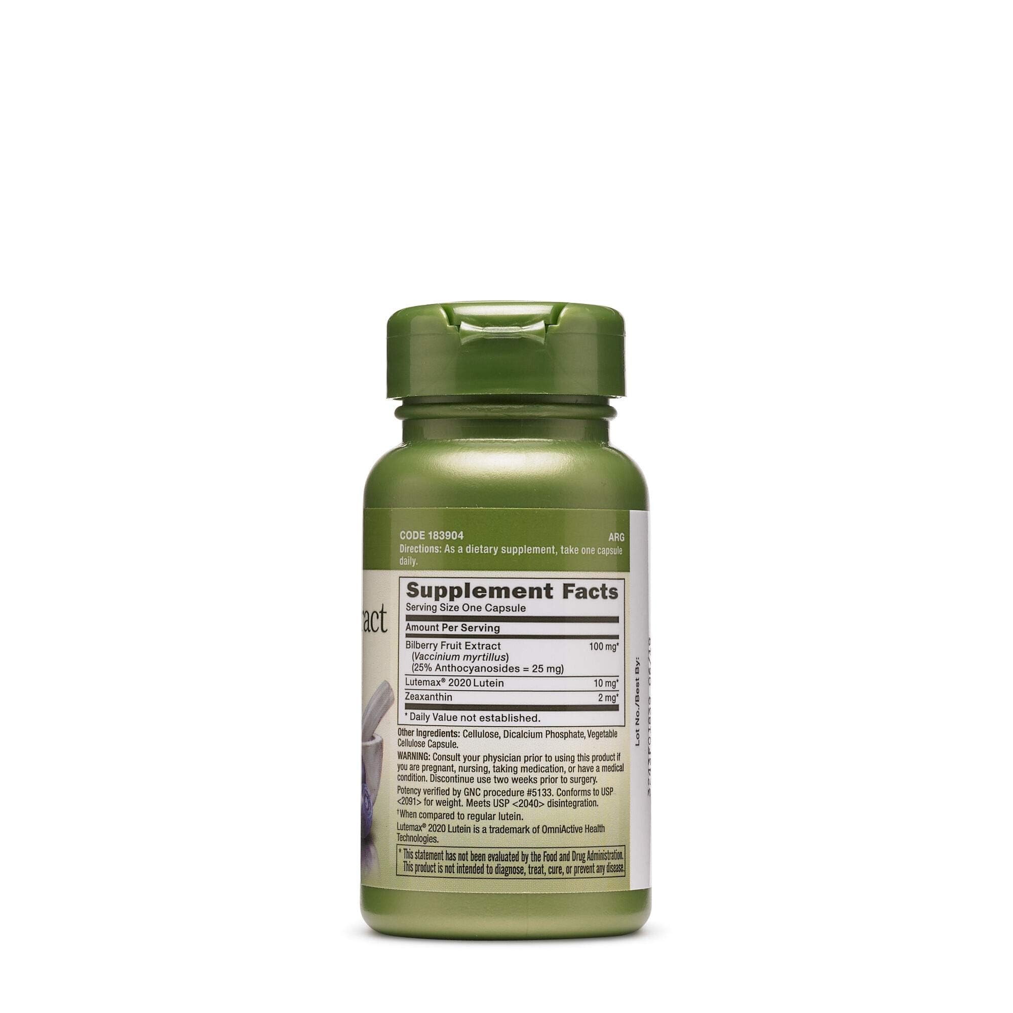 Packaging GNC Herbal Plus – boîte descriptive axée sur les yeux.