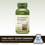 GNC Herbal Plus – tableau d'ingrédients cannelle et chromium.
