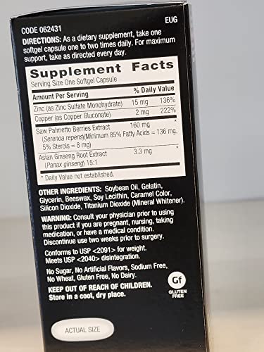 GNC Men Ultra Saw Palmetto : etiquette claire indiquant le dosage