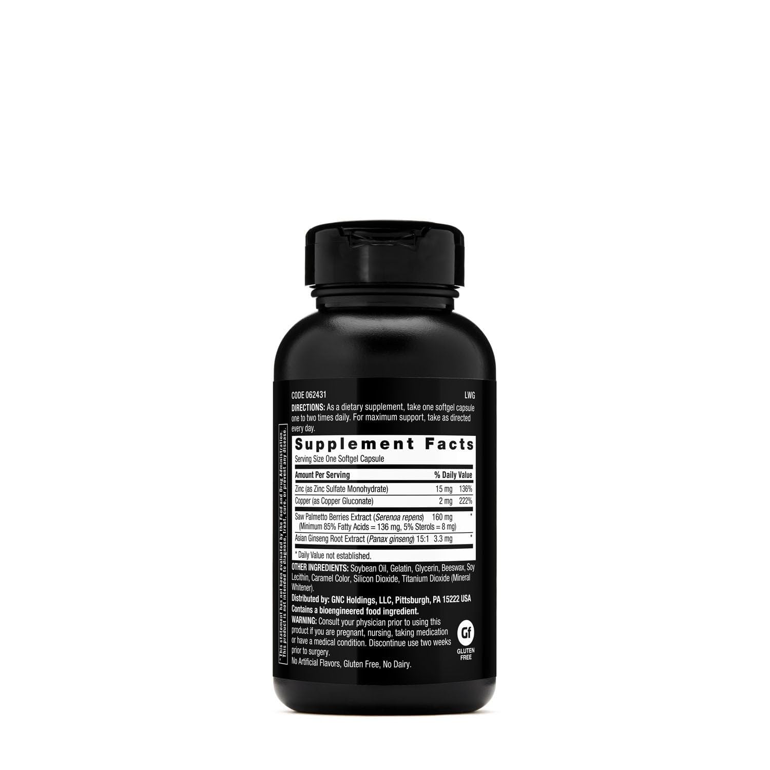 GNC Men Ultra Saw Palmetto : etiquette agrandie montrant les de9tails