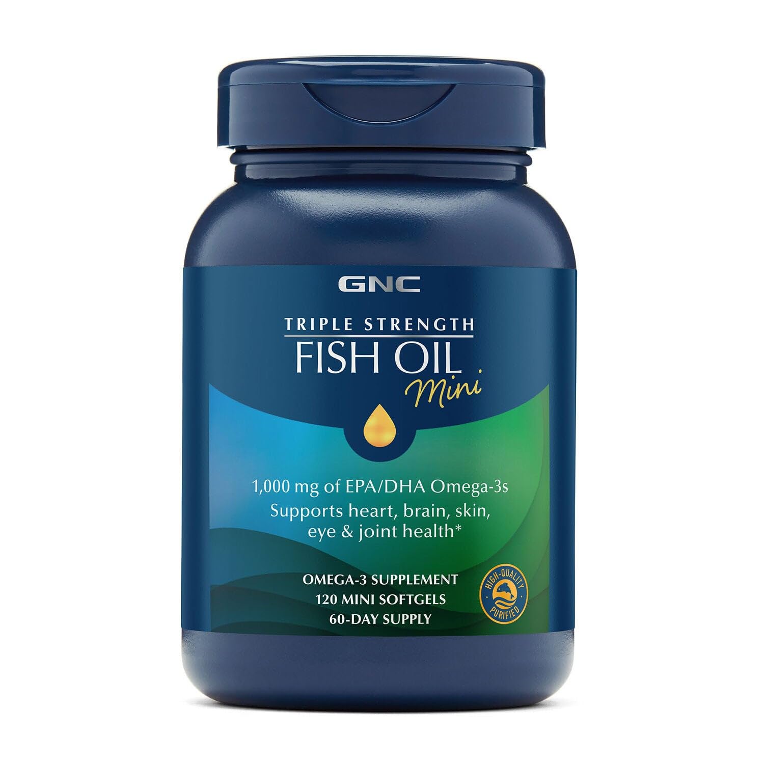 GNC Huile Poisson, capsules molles mini pour un apport quotidien d’EPA et DHA