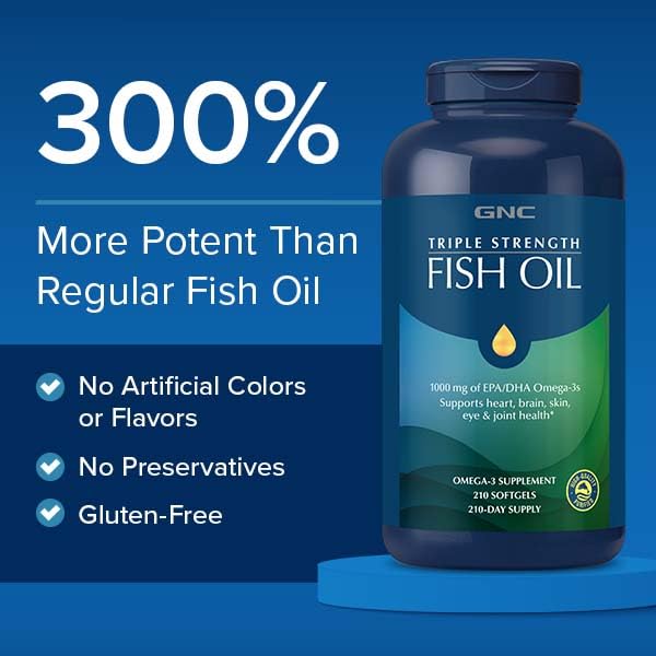 GNC Huile Poisson Triple Force – cœur et cerveau, formulation riche en oméga-3.