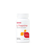 GNC L-théanine 200 mg sur boîte: relaxation potentielle et utilisation simple au quotidien.