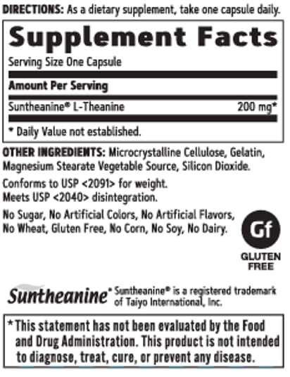 GNC L-théanine 200 mg: capsules molles visibles favorisant un calme durable.