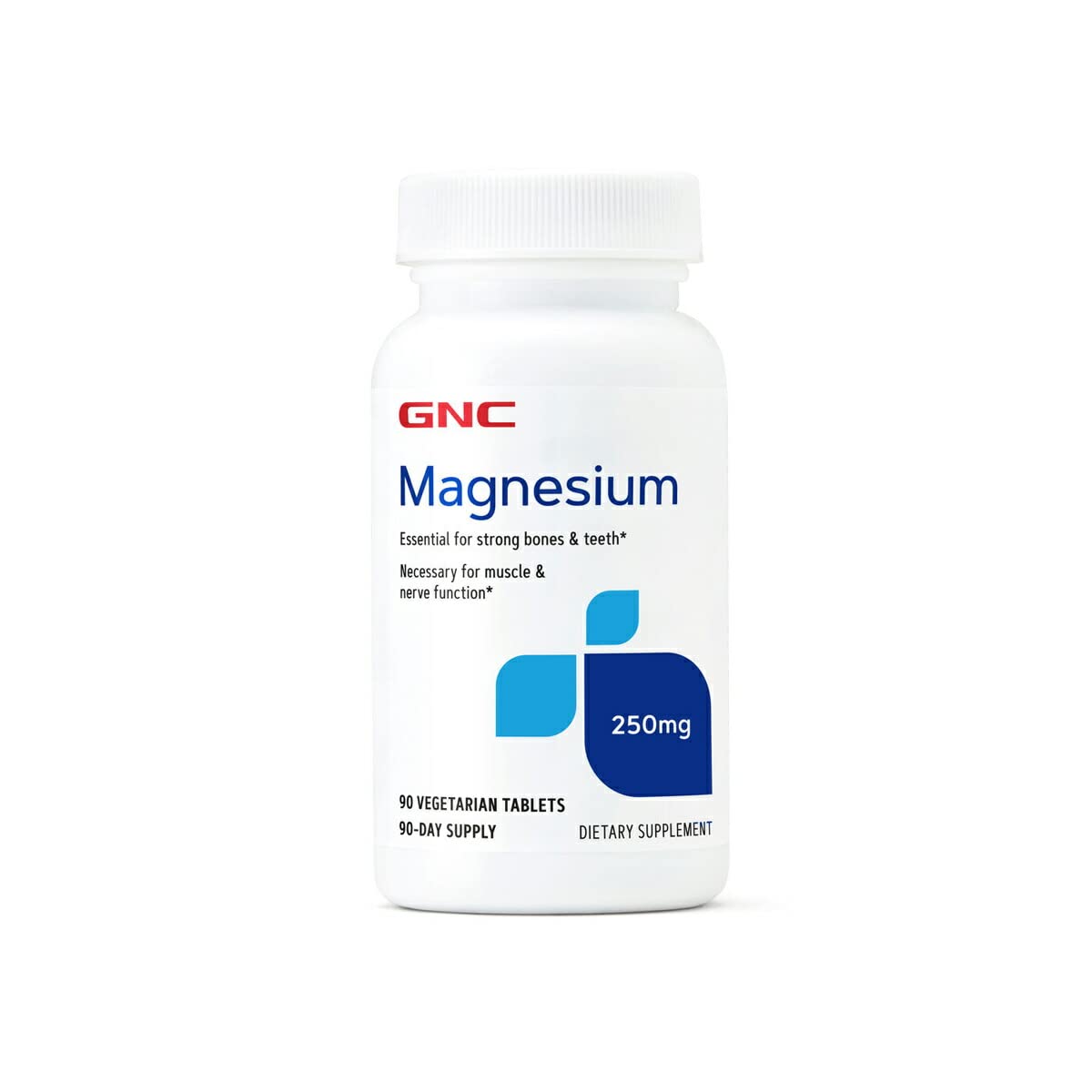 GNC Magnésium 250 mg – comprimés en bouteille, soutient énergie et fonction nerveuse