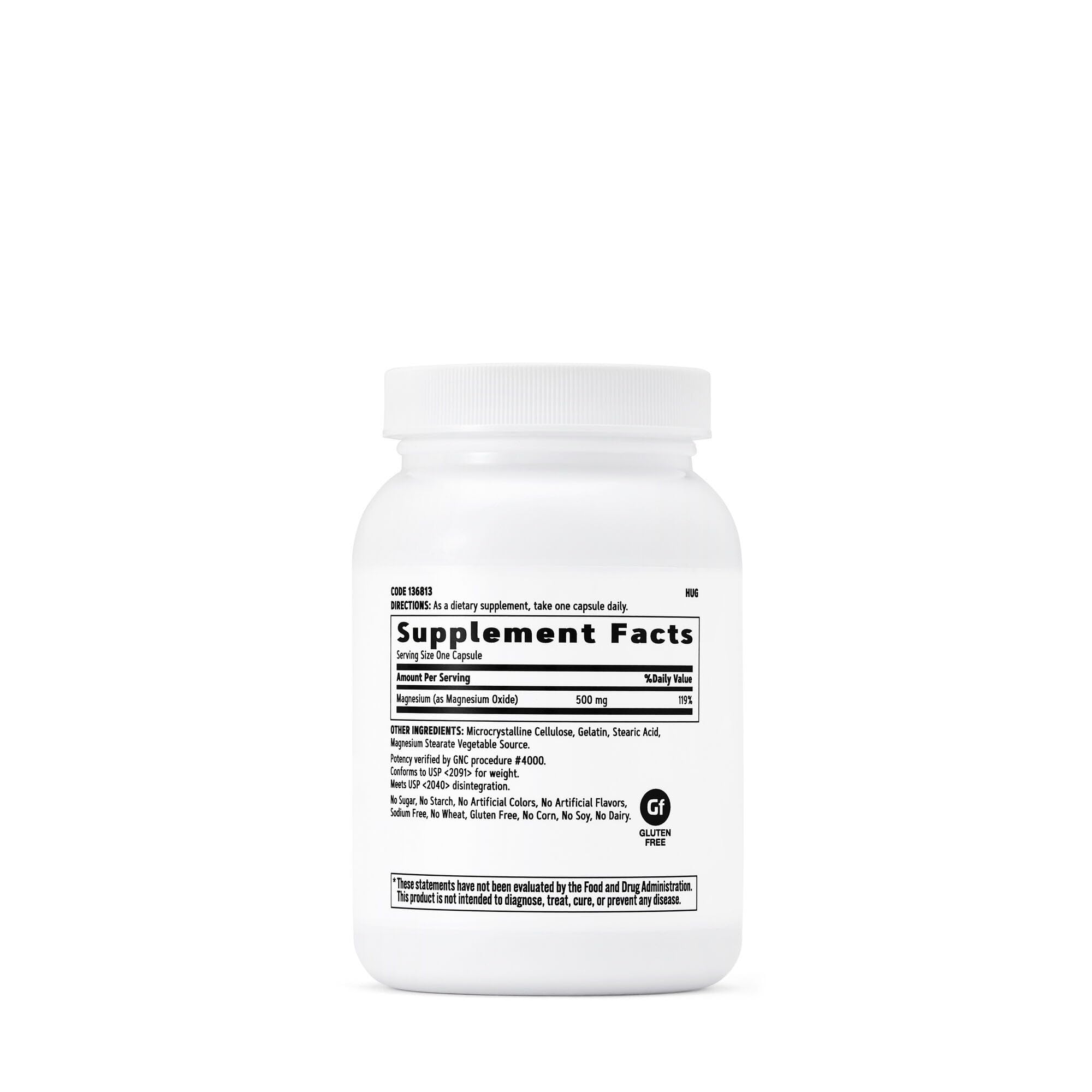 GNC Magnésium 500 mg - Capsule détaillée démontrant la forme pratique