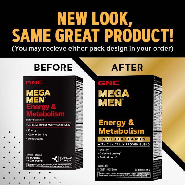 GNC Mega Men, idéal avant l’entraînement pour énergie et concentration.