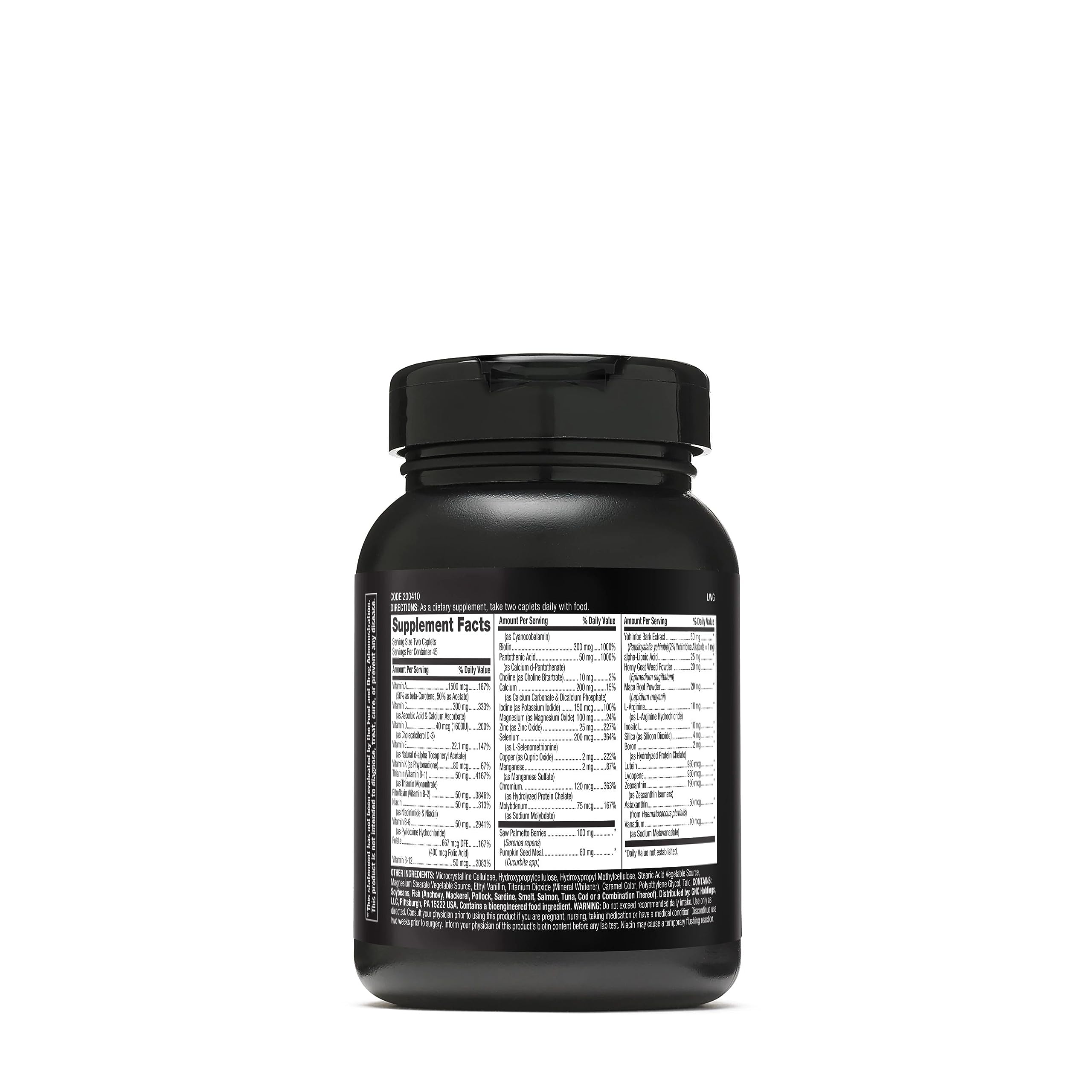 Capsules GNC Mega Men Prostate et Virility prêtes à être avalées.