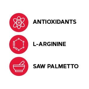 Mise en scène du flacon à côté d'un bol d'aliments équilibrés.