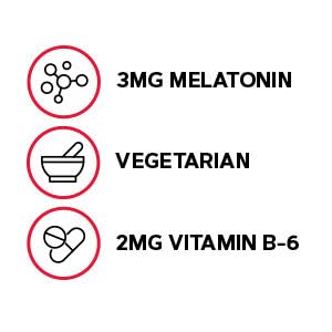 Pastilles mélatonine 3 mg GNC sans gluten ni soja, dissolution rapide.