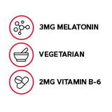 Pastilles mélatonine 3 mg GNC sans gluten ni soja, dissolution rapide.