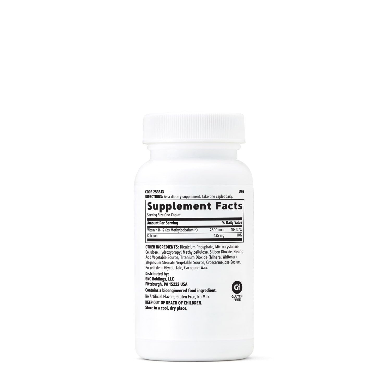 Étiquette GNC méthyl-B12, dosage clair et informations utiles.
