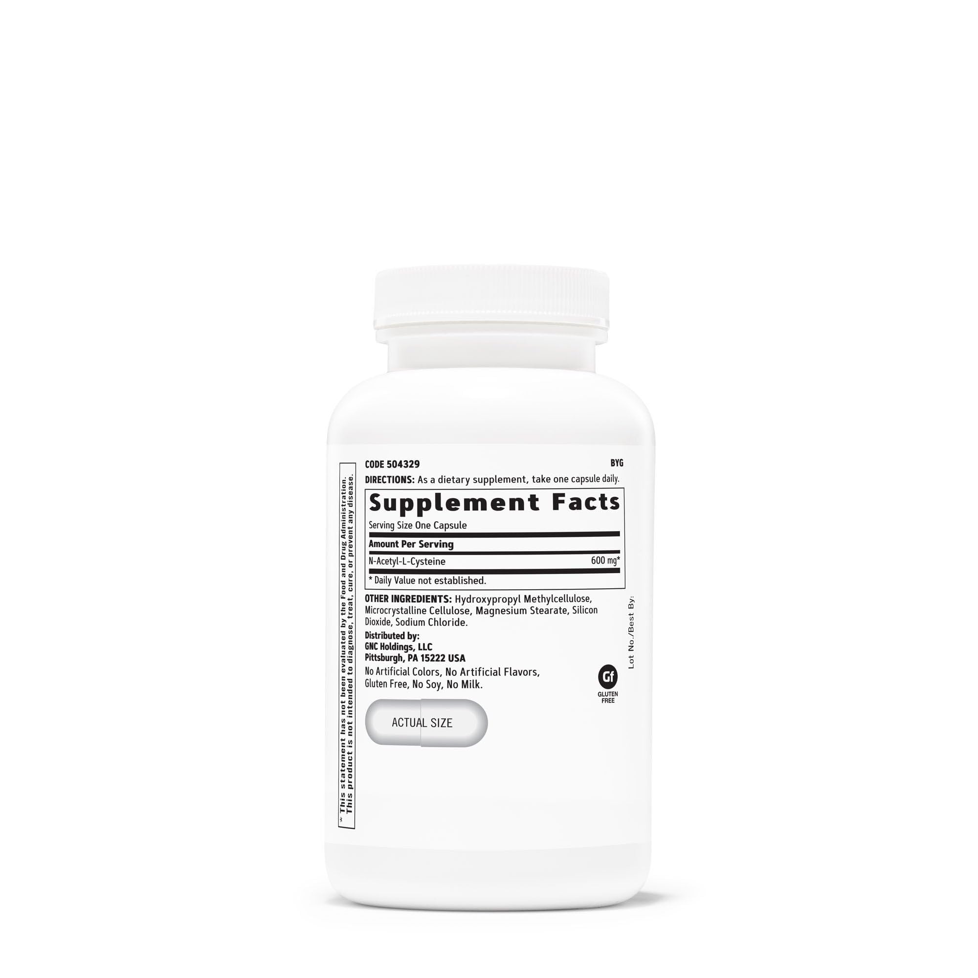 GNC NAC 600 mg, boîte et étiquette visibles, facilité d'utilisation quotidienne