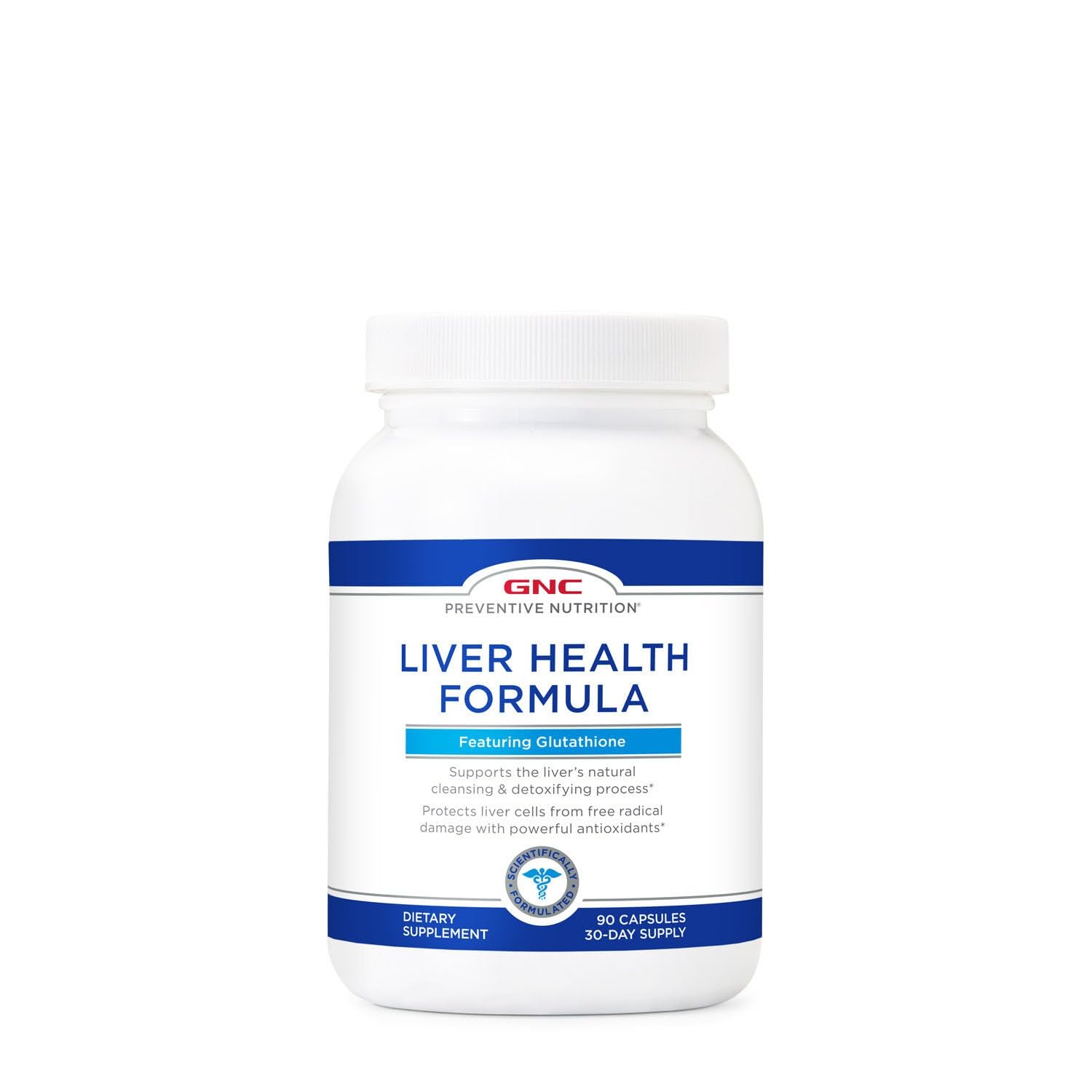 GNC Préventive Nutrition Formule Santé du Foie – bouteille et capsules faciles à prendre