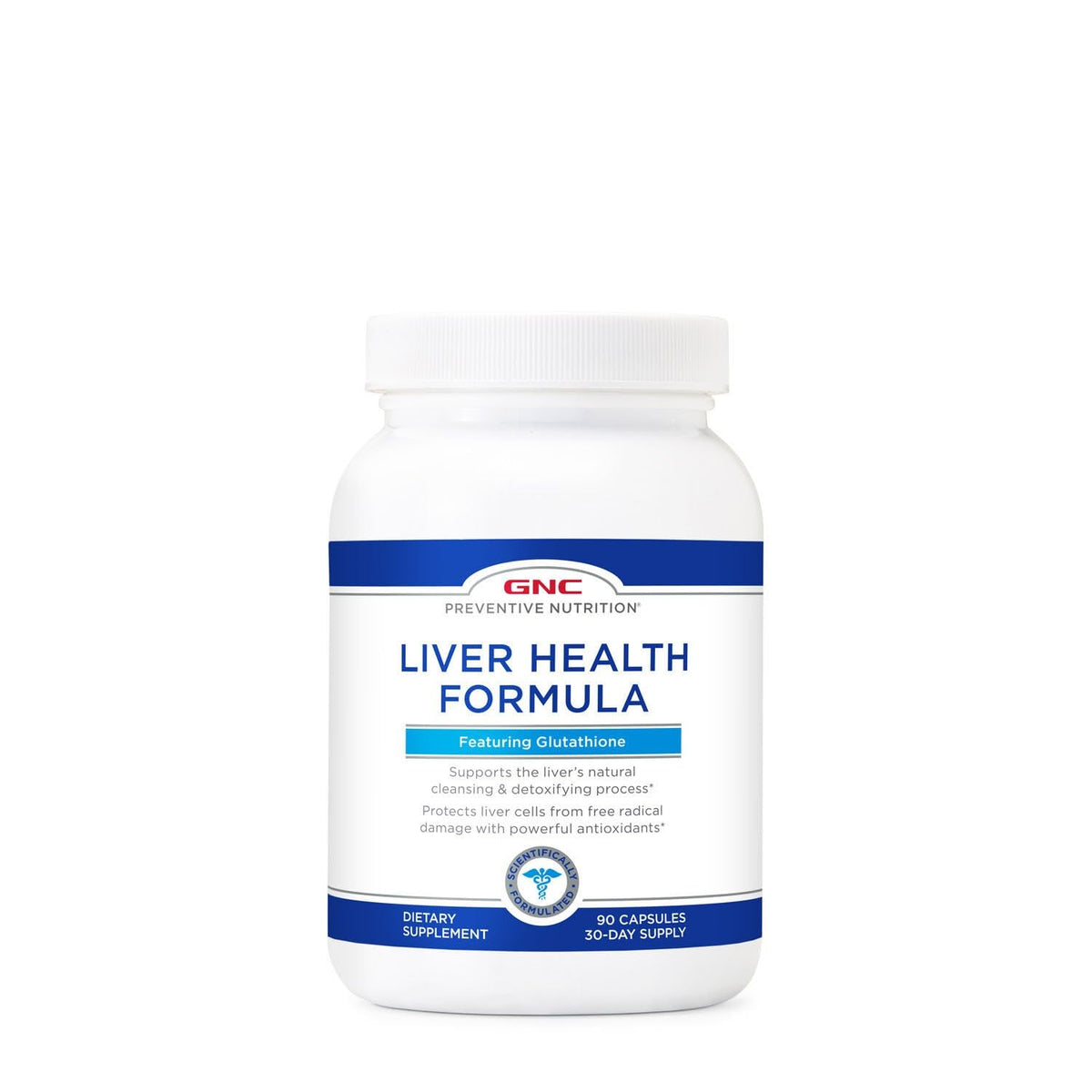 GNC Préventive Nutrition Formule Santé du Foie – bouteille et capsules faciles à prendre