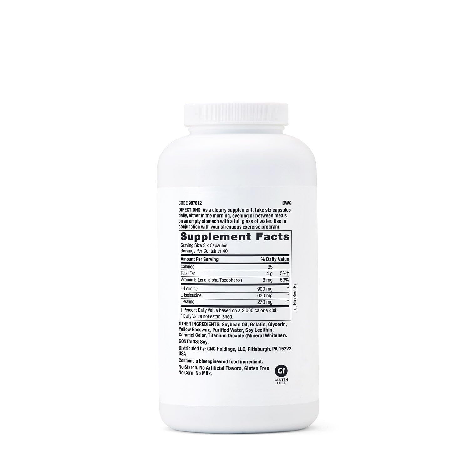 GNC Pro Performance BCAA: acides aminés à chaîne ramifiée et essentiels pour récupération et énergie.