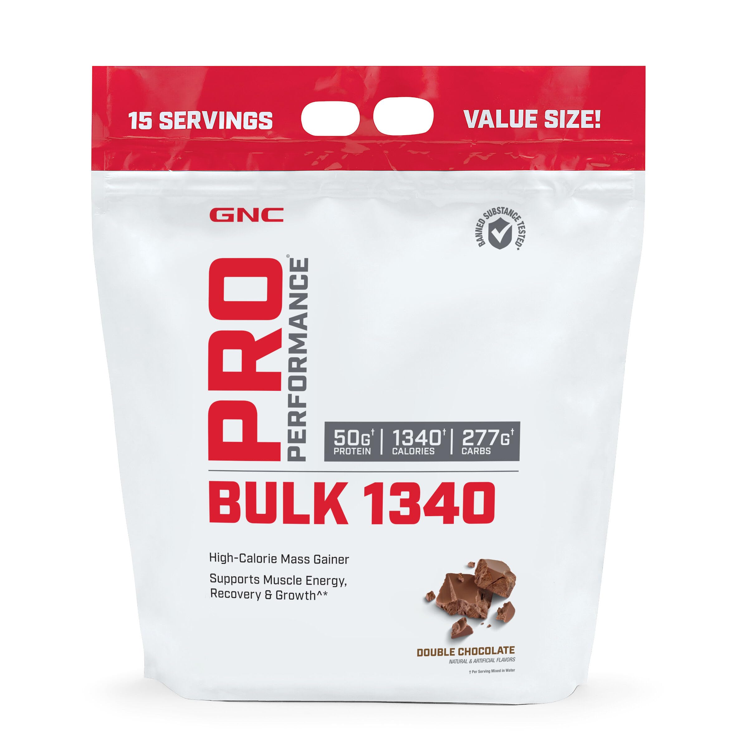 GNC Pro Performance Bulk 1340, poudre de prise de masse prête à mélanger pour énergie et récupération.