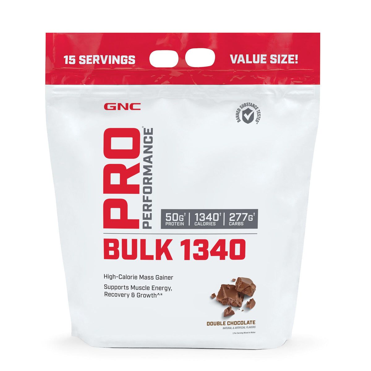 GNC Pro Performance Bulk 1340, poudre de prise de masse prête à mélanger pour énergie et récupération.