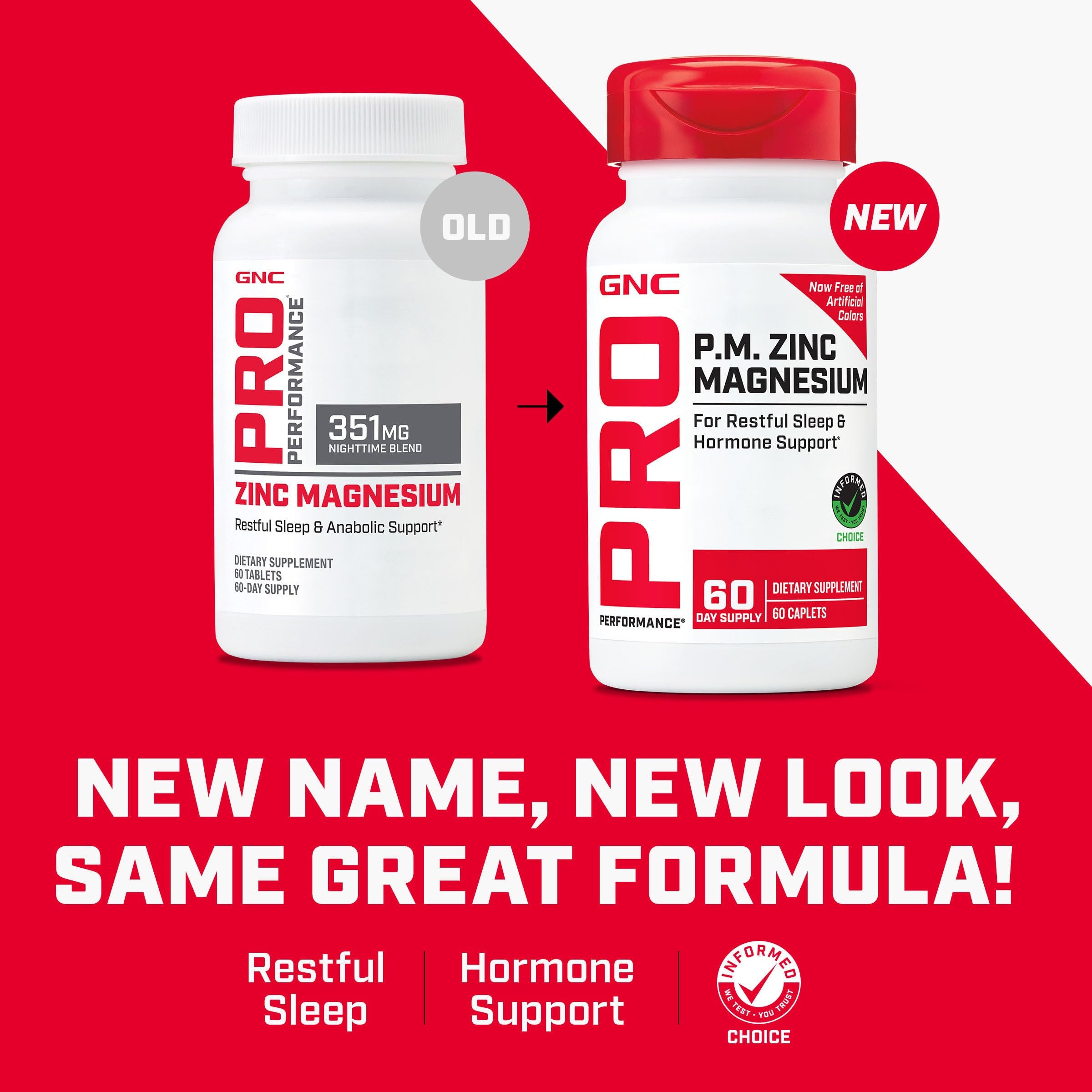 GNC Pro Performance Zinc Magnesium avec mélatonine pour un repos nocturne potentiel.