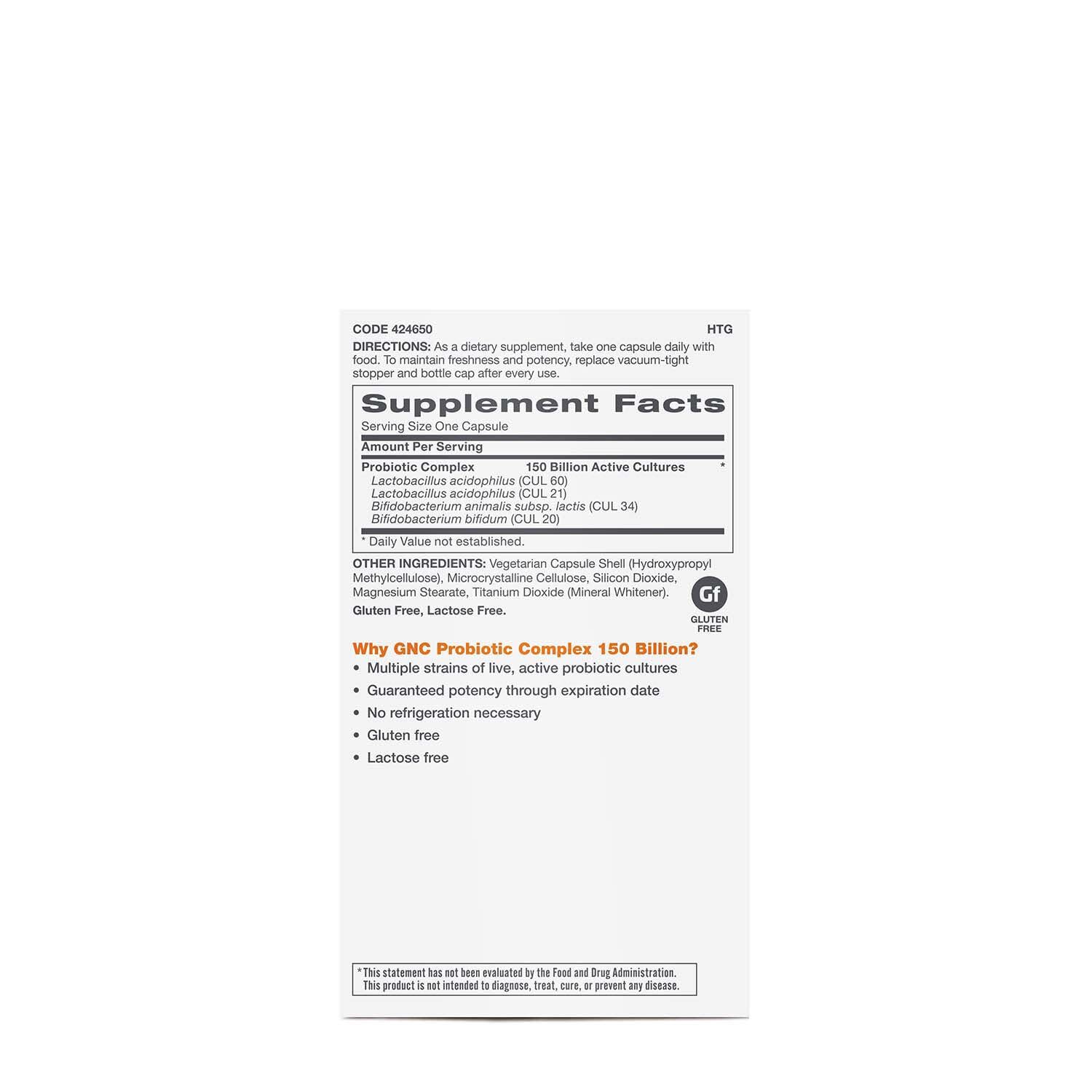 GNC Probiotic Complex: boîte contenant 20 capsules, pratique pour le quotidien.