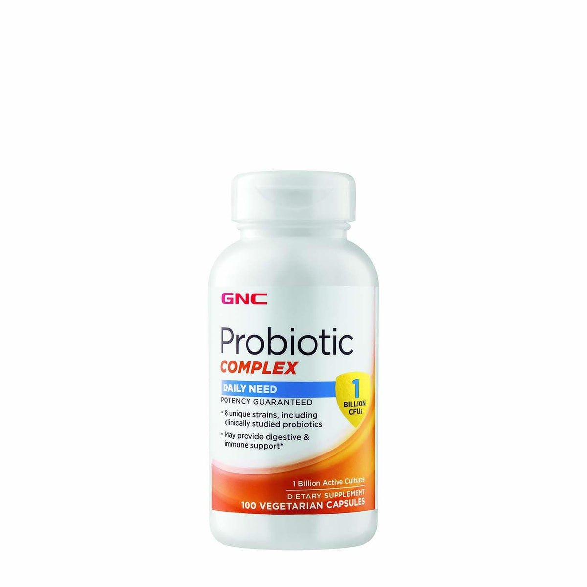 GNC Probiotic Complex boîte montrée, soutien digestif et immunitaire potentiel