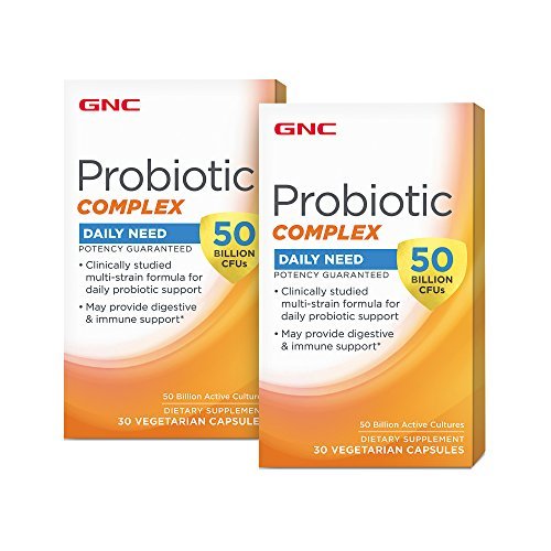 GNC Probiotic Complex, bouteille de capsules, soutien digestif potentiel au quotidien.