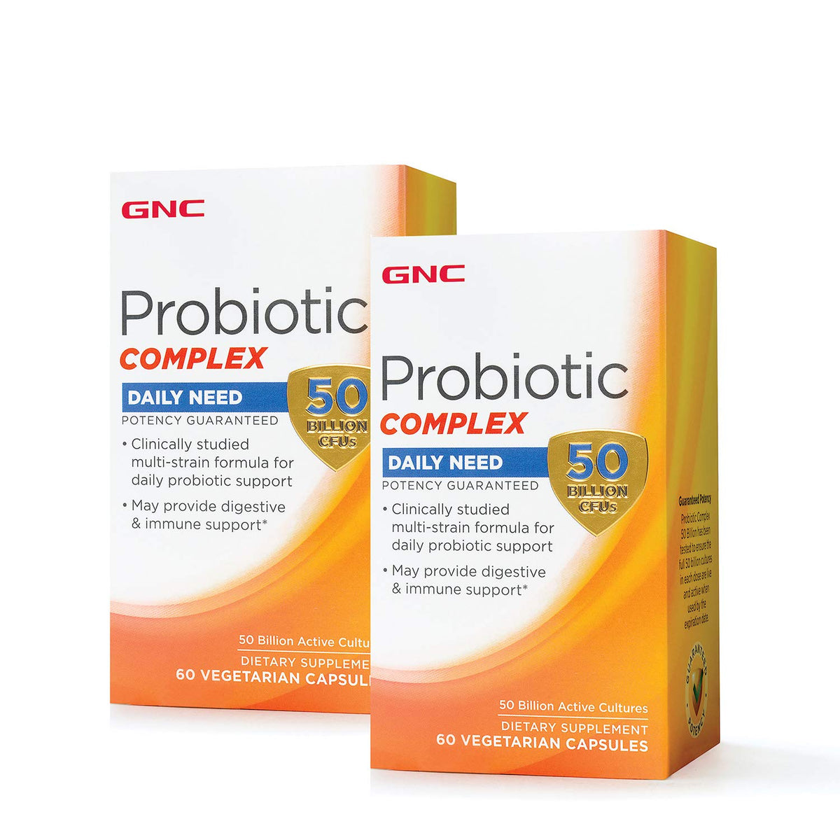 GNC Probiotic Complex: bouteille double pack, soutien digestif potentiel.