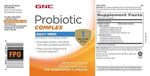 GNC Probiotic Complex capsules végétariennes pour digestion équilibrée