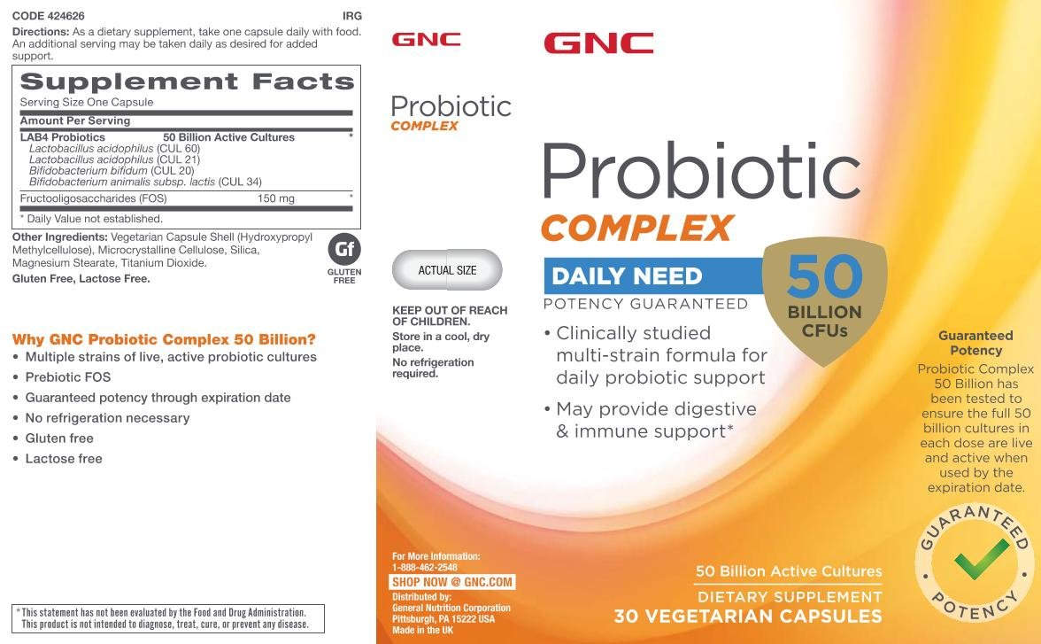 GNC Probiotic Complex, flacon compact pour voyage quotidien.