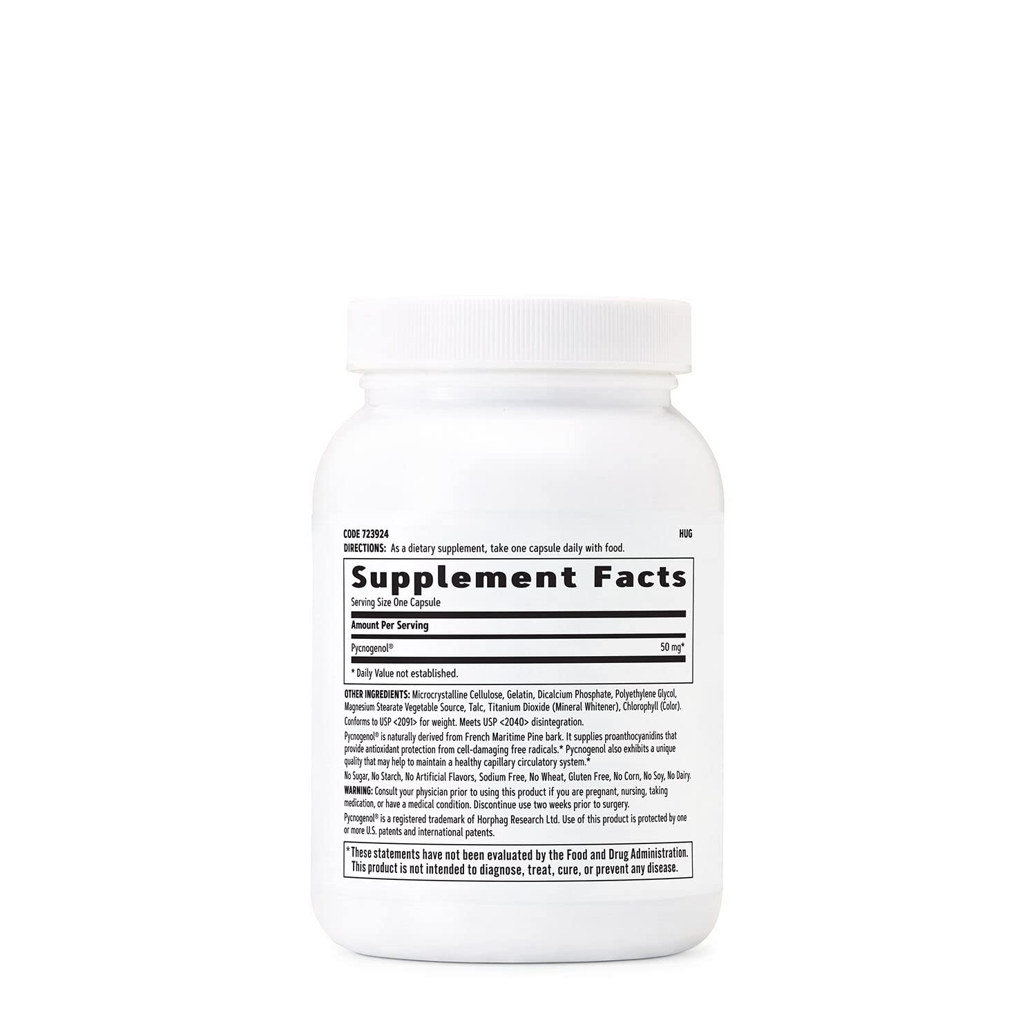 Pycnogenol 50mg en gros plan, capsules, routine quotidienne.