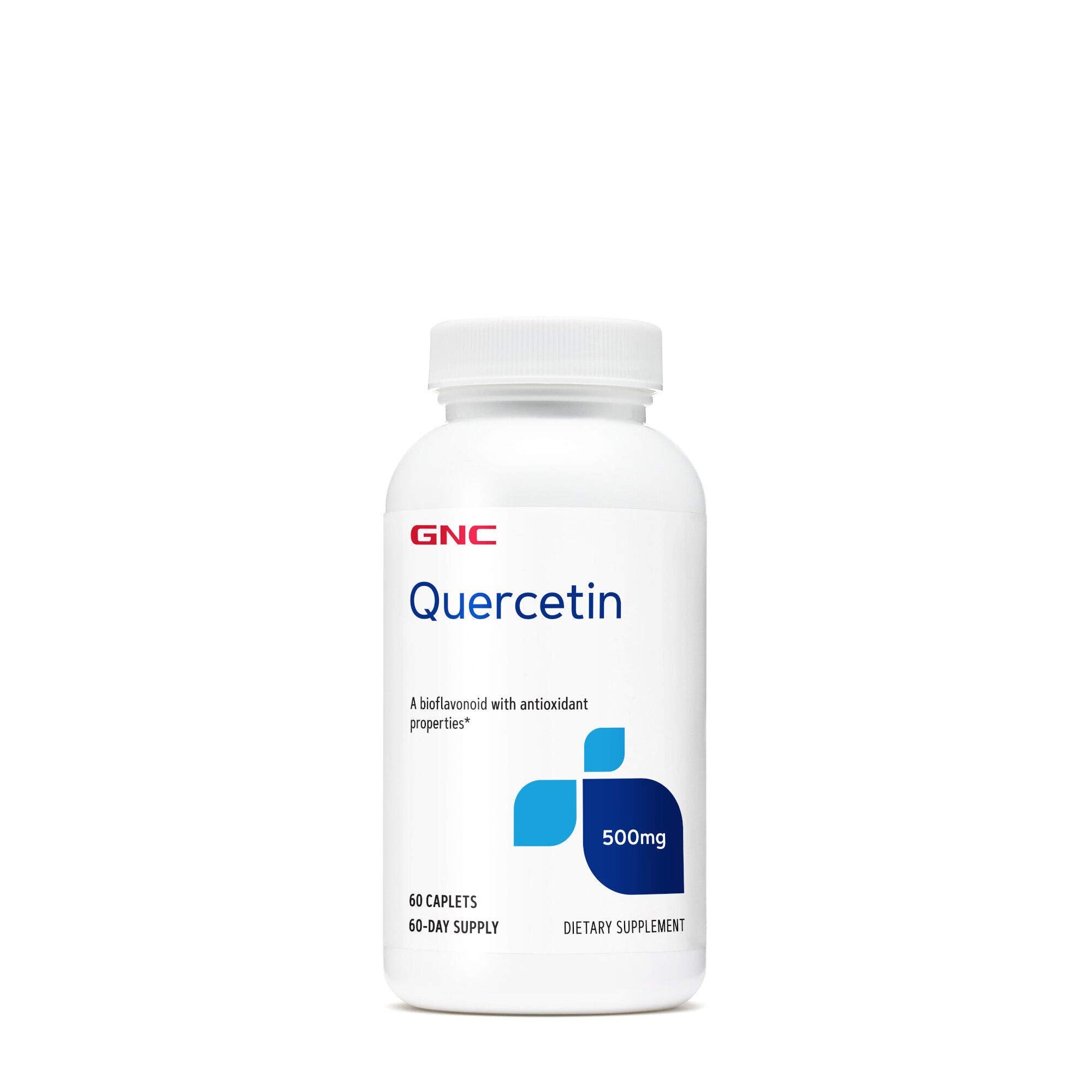 GNC Quercétine 500 mg — bouteille de caplets, soutien antioxydant potentiel au quotidien.