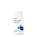 GNC Selenium 200mcg – bouteille et comprimés visibles, étiquette informative.