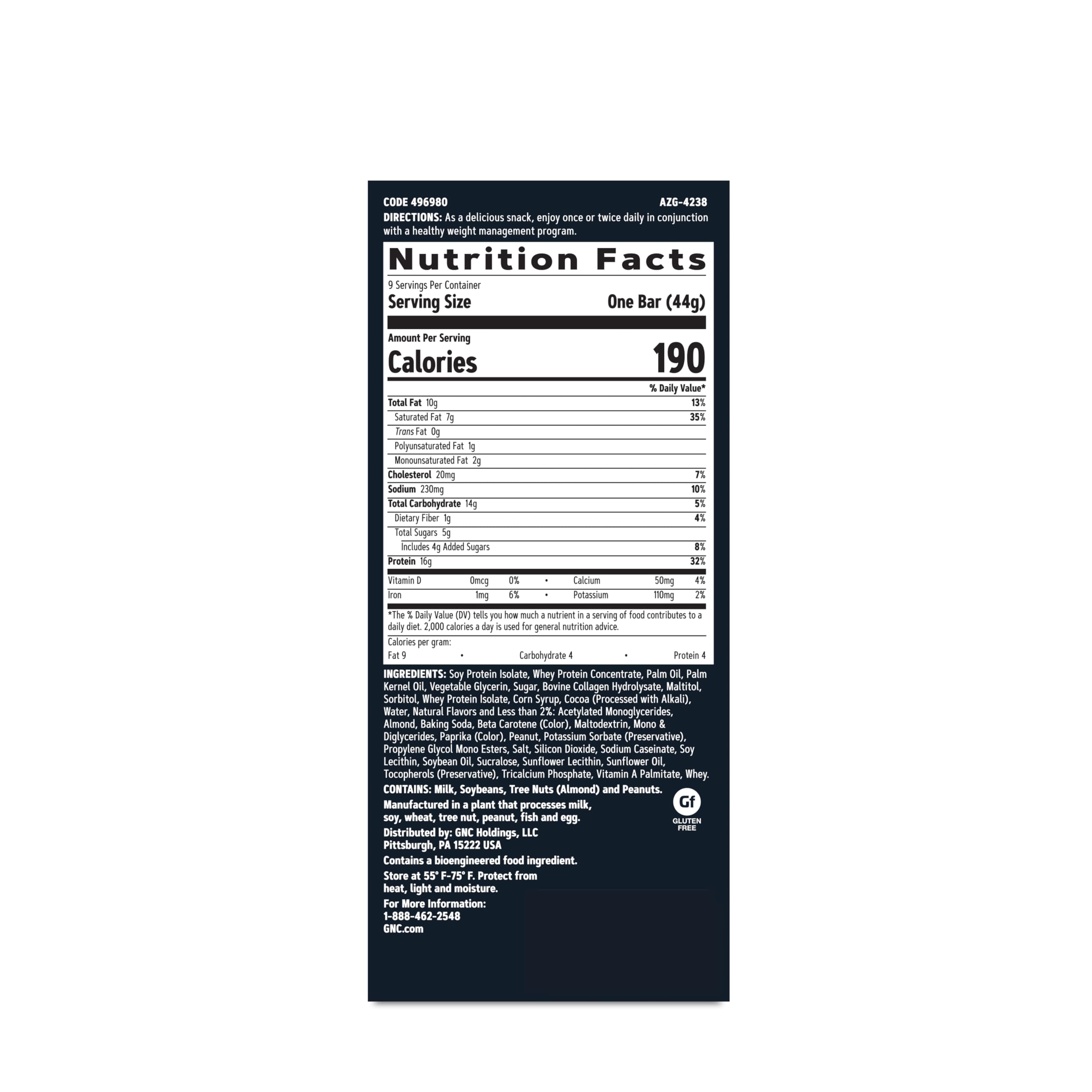 GNC Total Lean Barre à couches Coco Caramel, saveur coco caramel rappelant un dessert sans culpabilité.