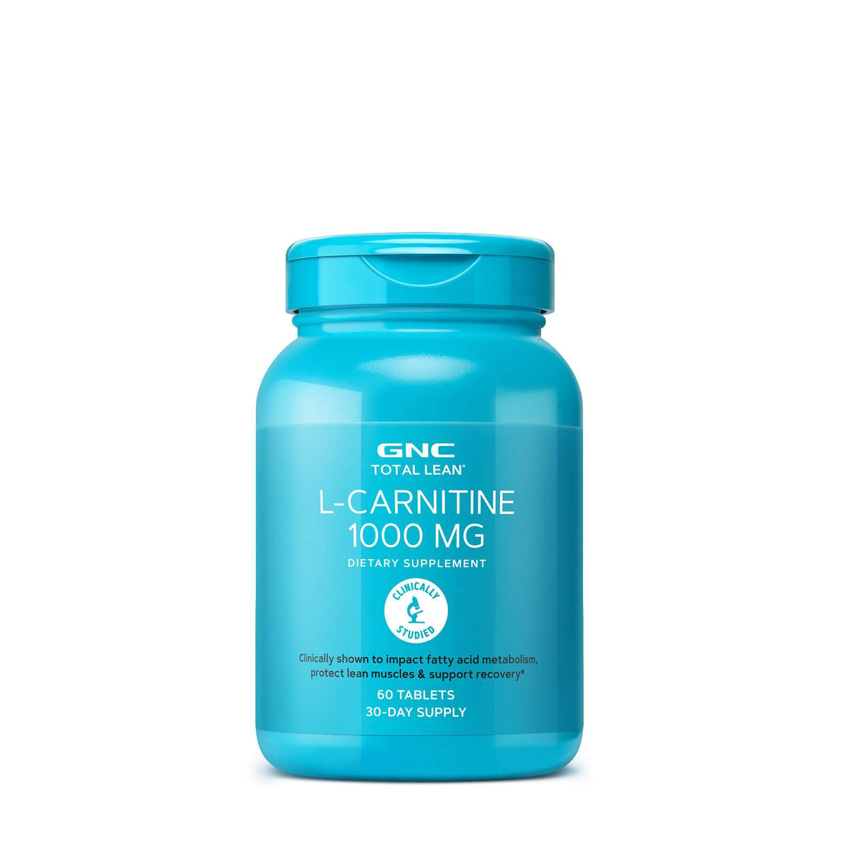 GNC Total Lean L-Carnitine: bouteille de comprimés visible, soutien potentiel au métabolisme des graisses