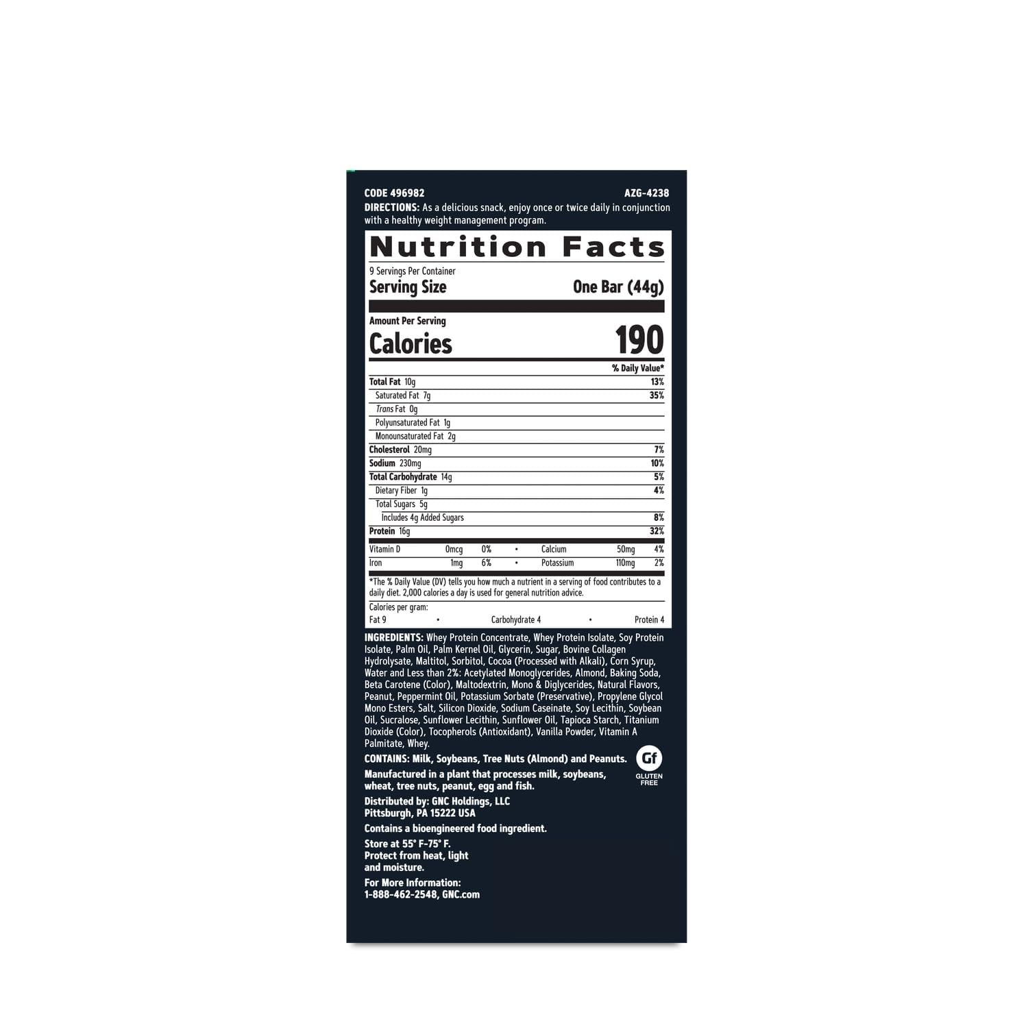 Barre GNC Total Lean Layered Lean Bar Chocolat Menthe sur étagère pour achat rapide.