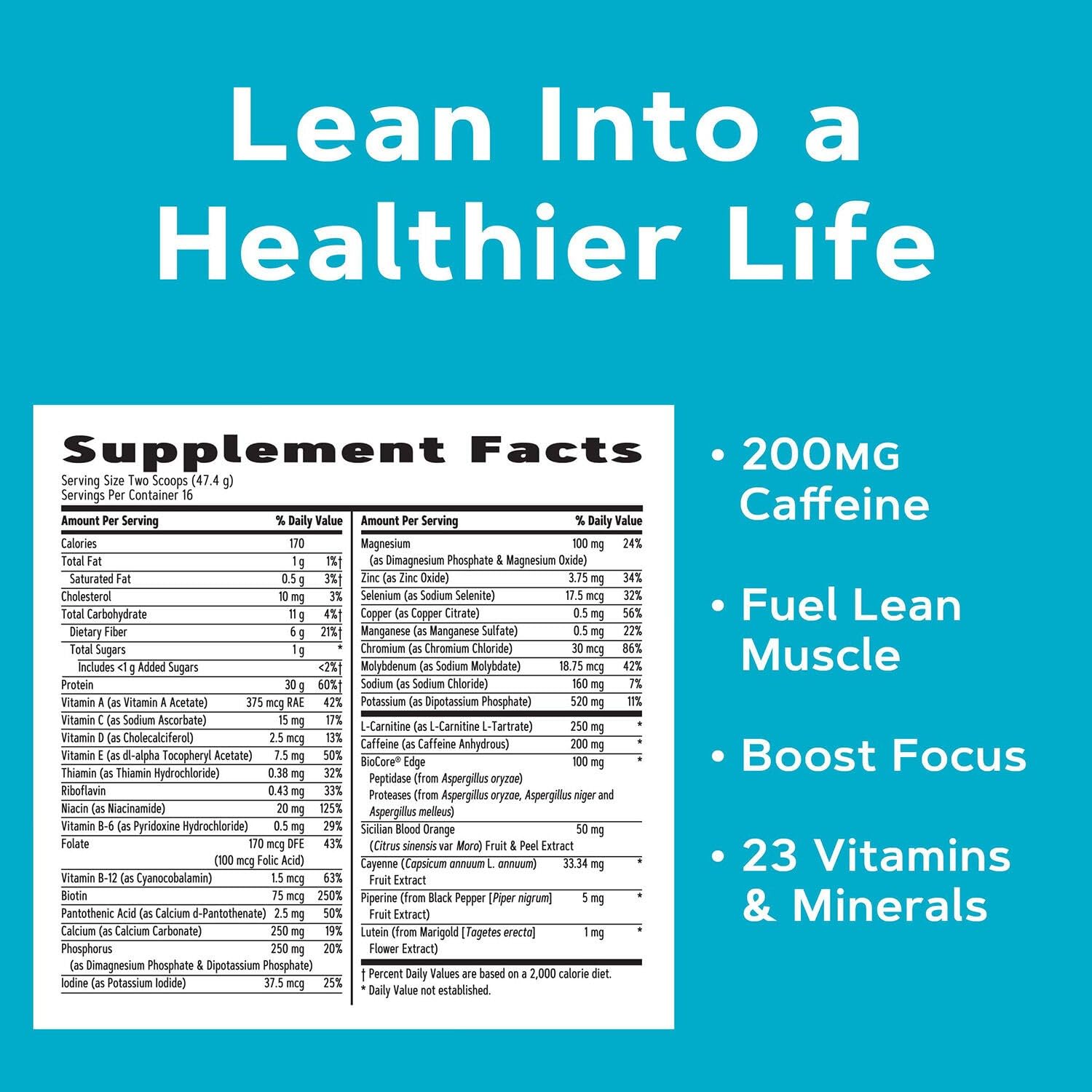 GNC Total Lean Lean Shake Burn en train d'être versé dans un verre, énergie portable.