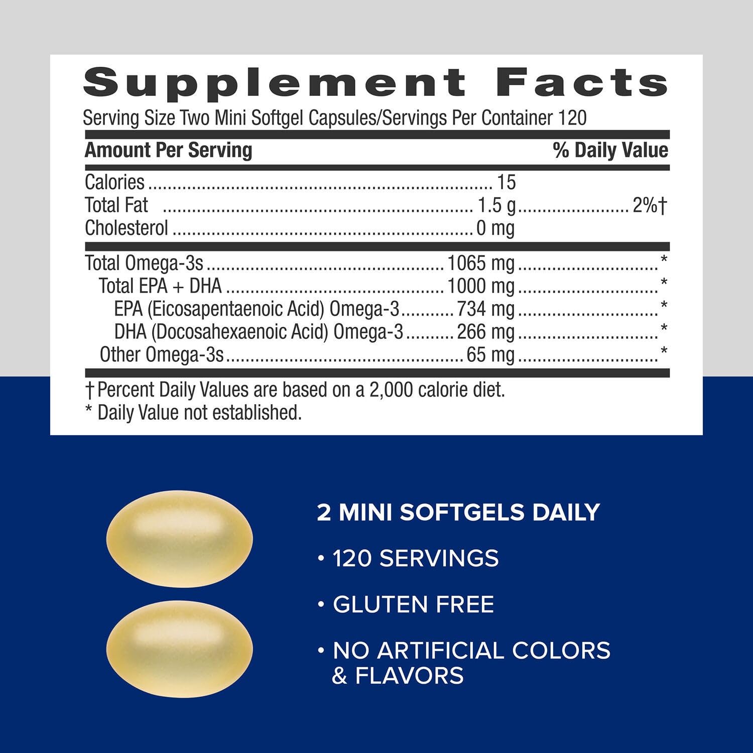 GNC Triple Strength: tableau nutritionnel clair et information produit.