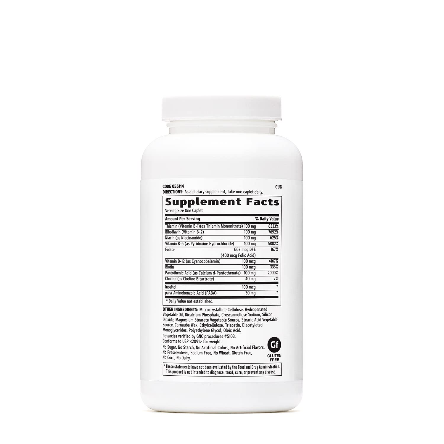 GNC vitamine B complexe 100: emballage pratique et capsules végétariennes.