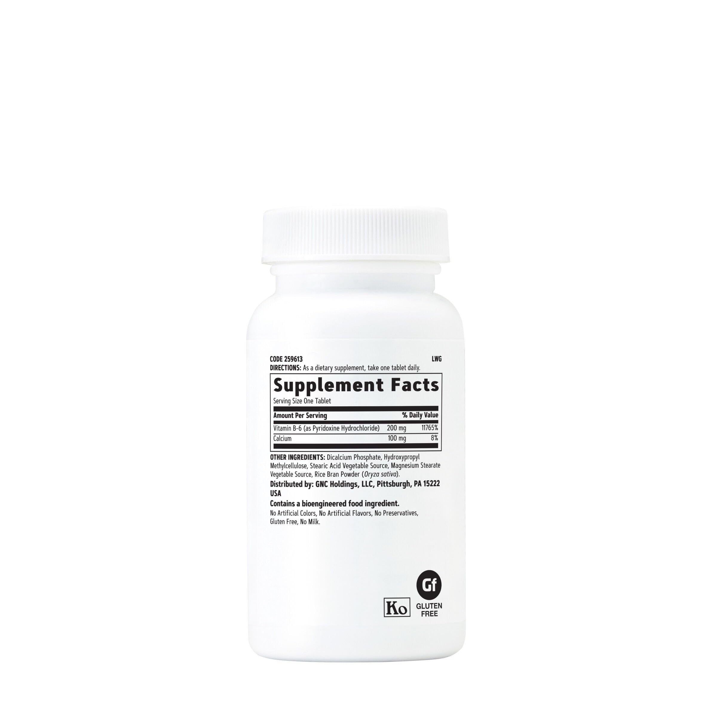 GNC Vitamine B6 200 mg tablettes végétariennes, 100 jours d'utilisation