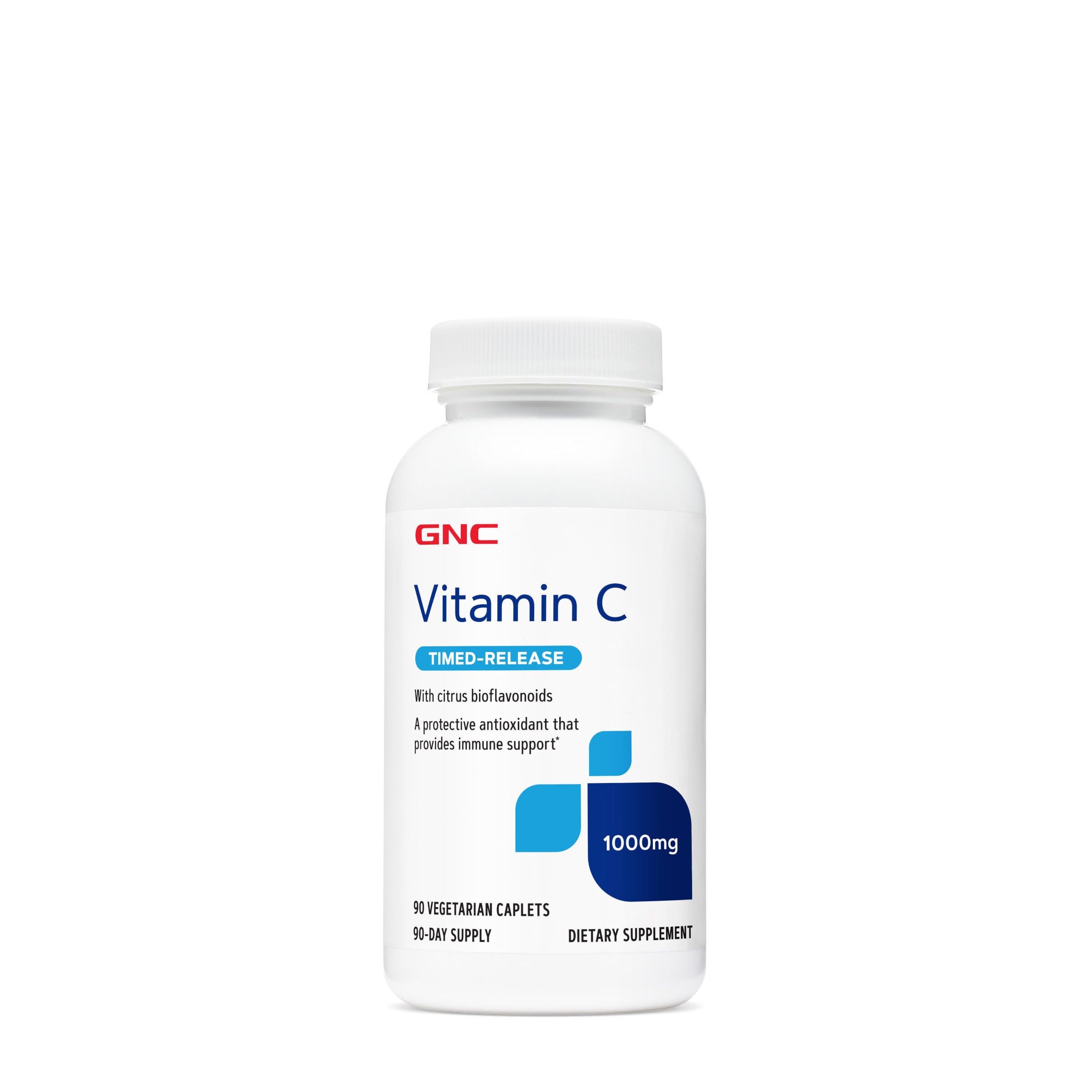 GNC Vitamine C 1000 mg caplets — boîte, soutien immunitaire potentiel au quotidien.