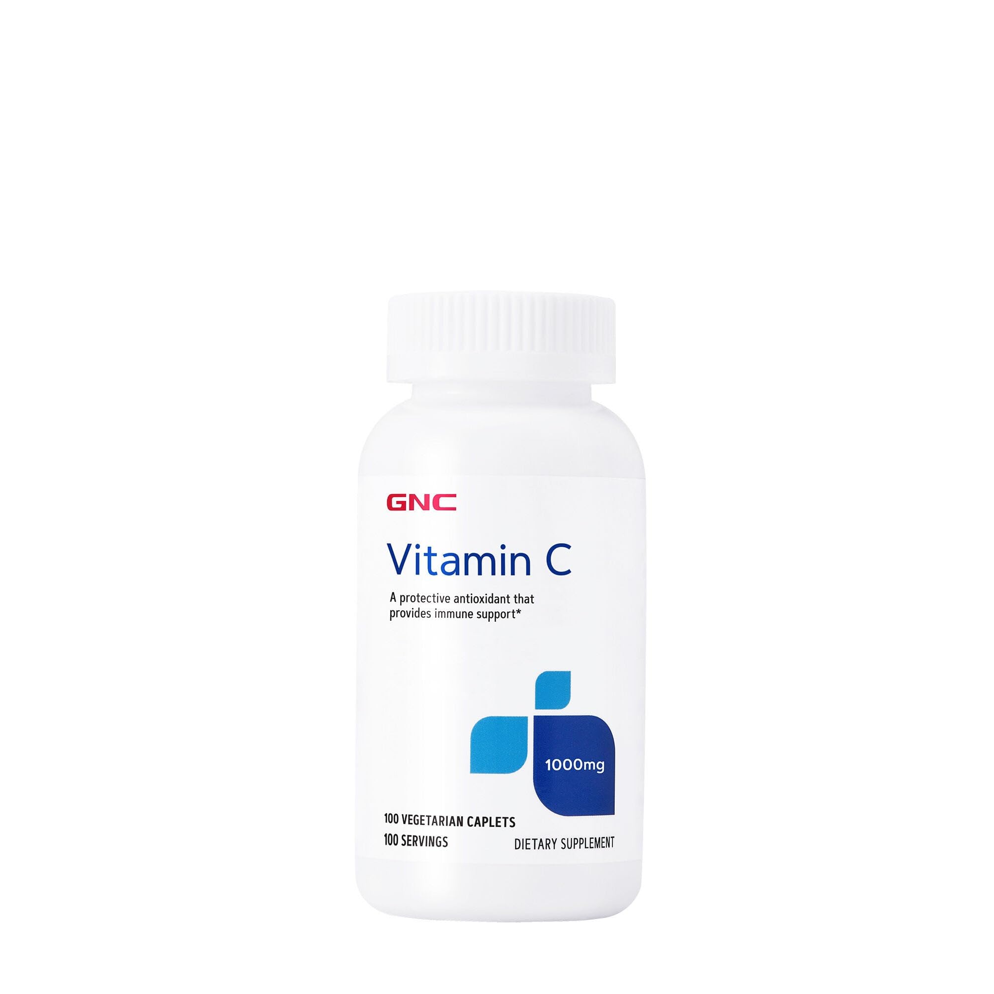 GNC Vitamin C 1000 mg comprimés dans la boîte, soutien potentiel au système immunitaire.