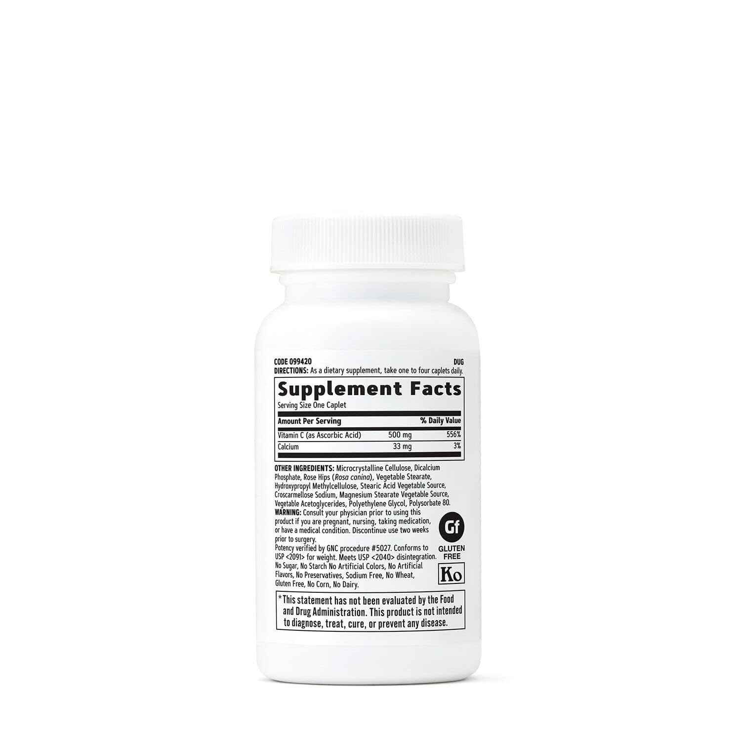 GNC Vitamine C 500 mg caplets – prise quotidienne facile et pratique.