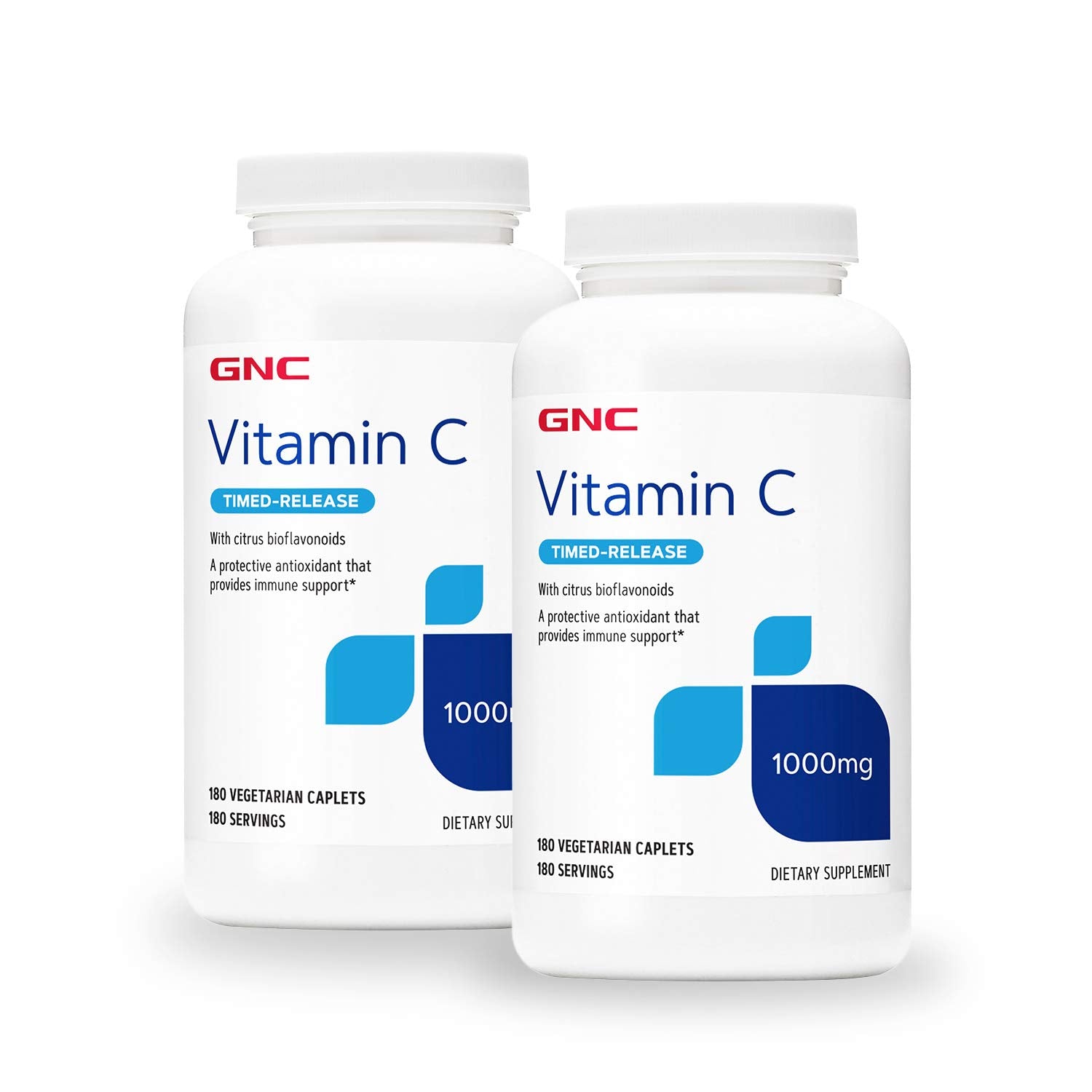 GNC Vitamine C libération temporelle sur bouteille pour une utilisation simple et continue.
