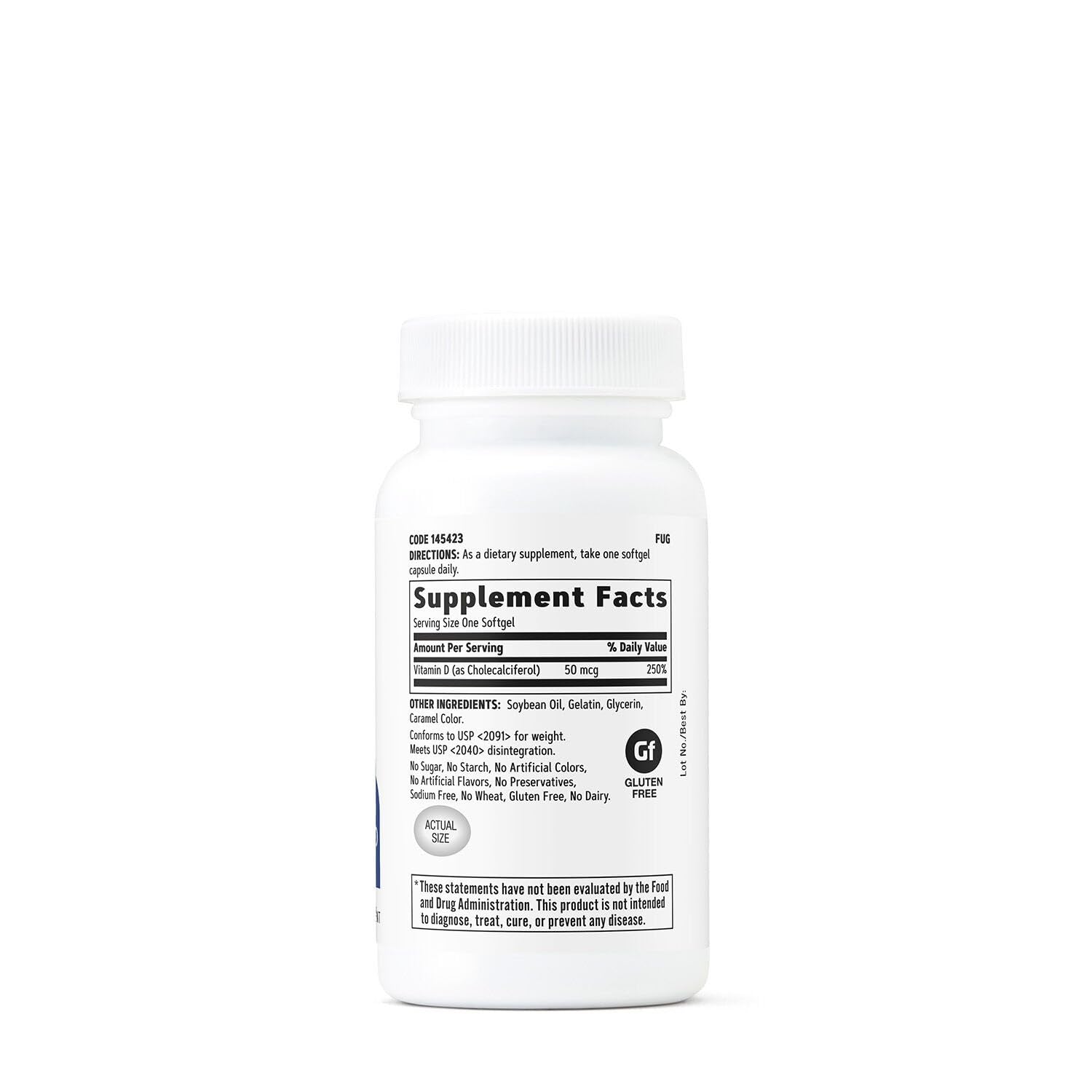 GNC Vitamin D3 50mcg, prise quotidienne, soutien des os et de la santé dentaire.