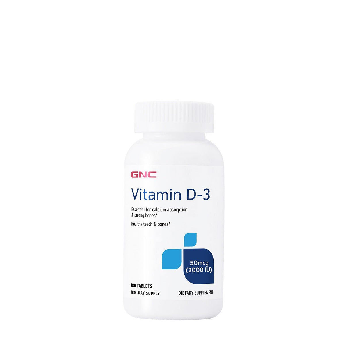 GNC Vitamine D3 – bouteille: soutien potentiel à la santé des os et des dents.