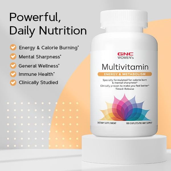 GNC Women’s Energy & Metabolism – zoom sur tablettes: vitamines B et energie durable.