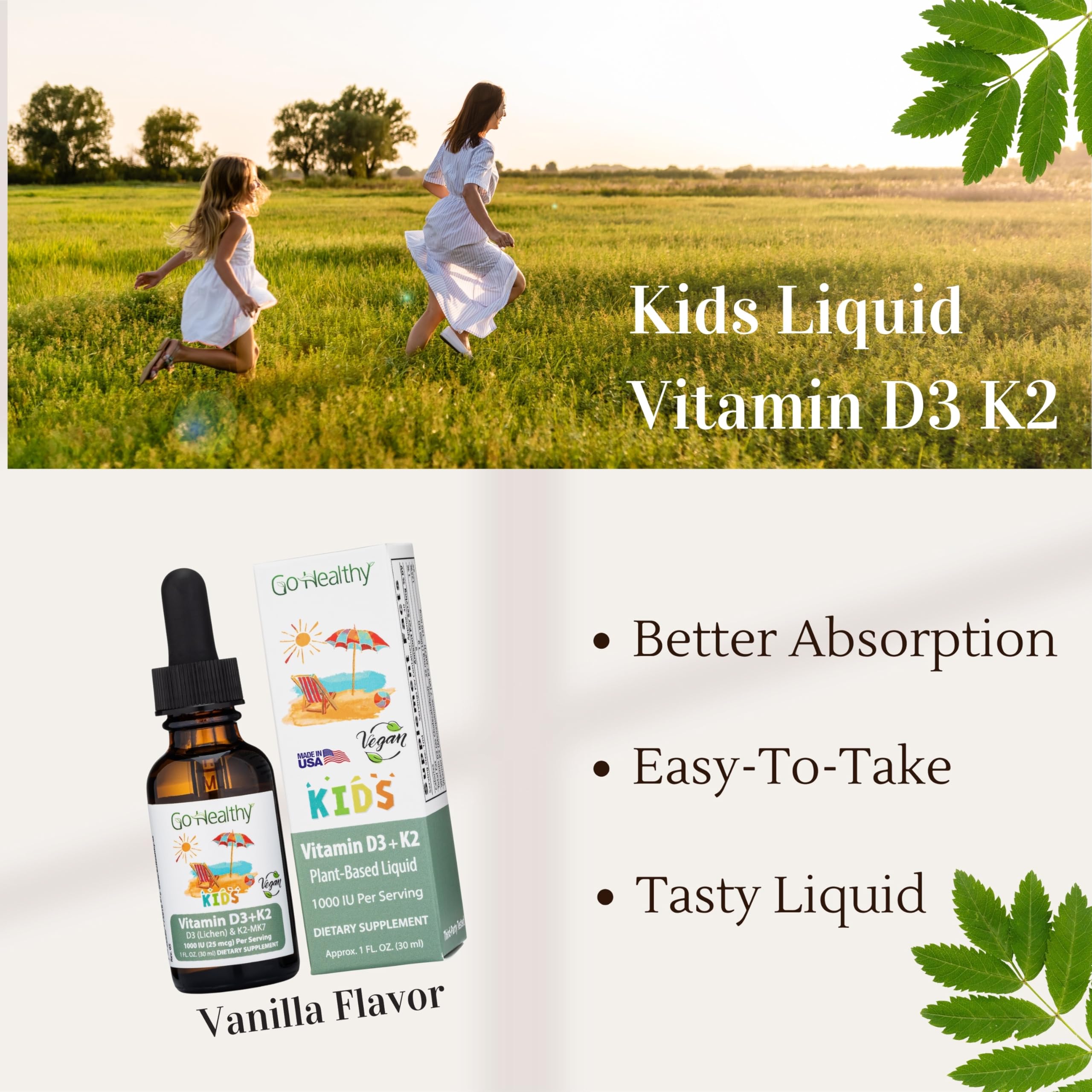 Go Healthy Natural gout vanille, goutte-à-goutte facile et absorption rapide