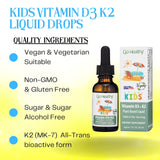Go Healthy Natural D3 K2 pour enfants, goût vanille sans sucre, usage pratique