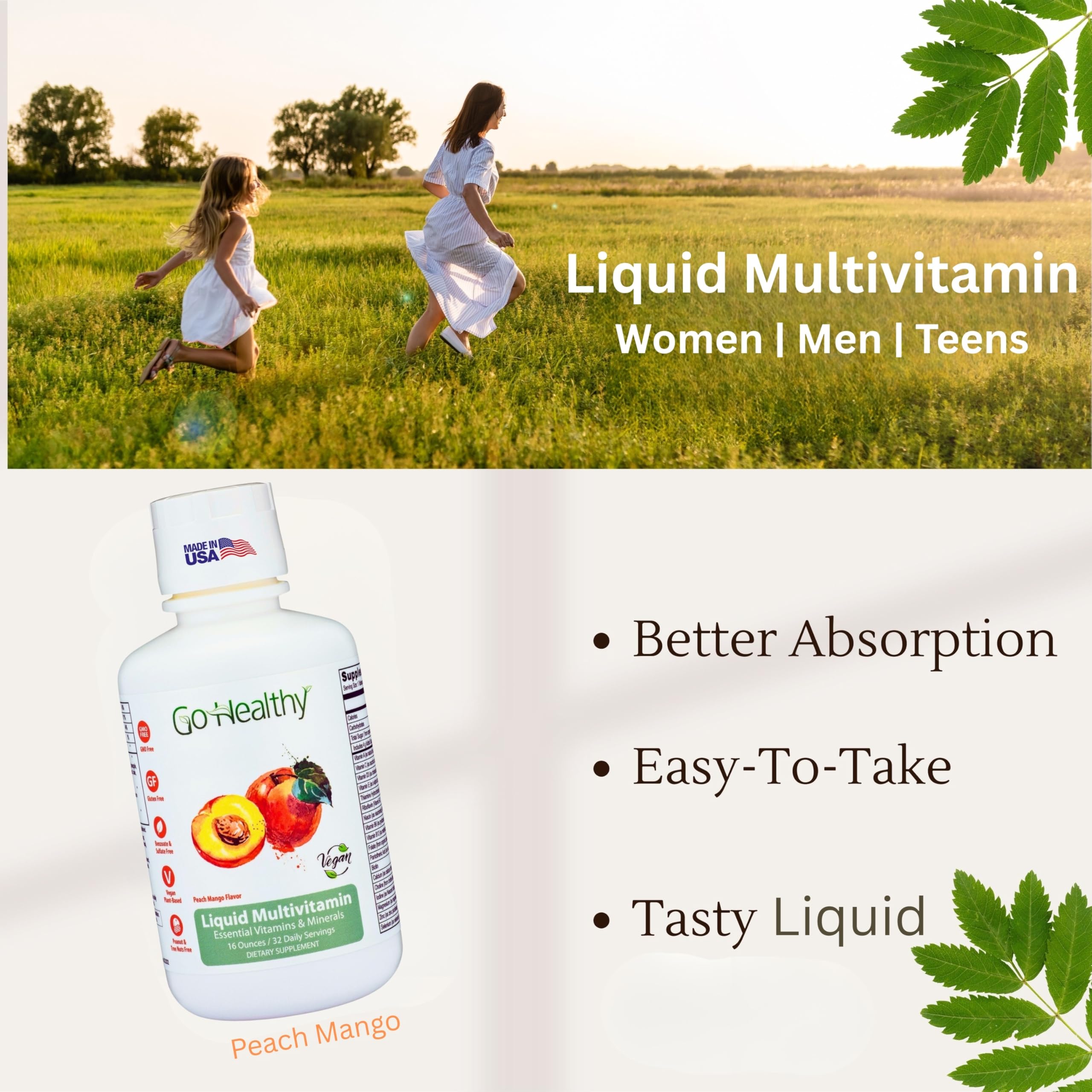 Go Healthy Vitamines liquides – versement par cuillère et texture fluide