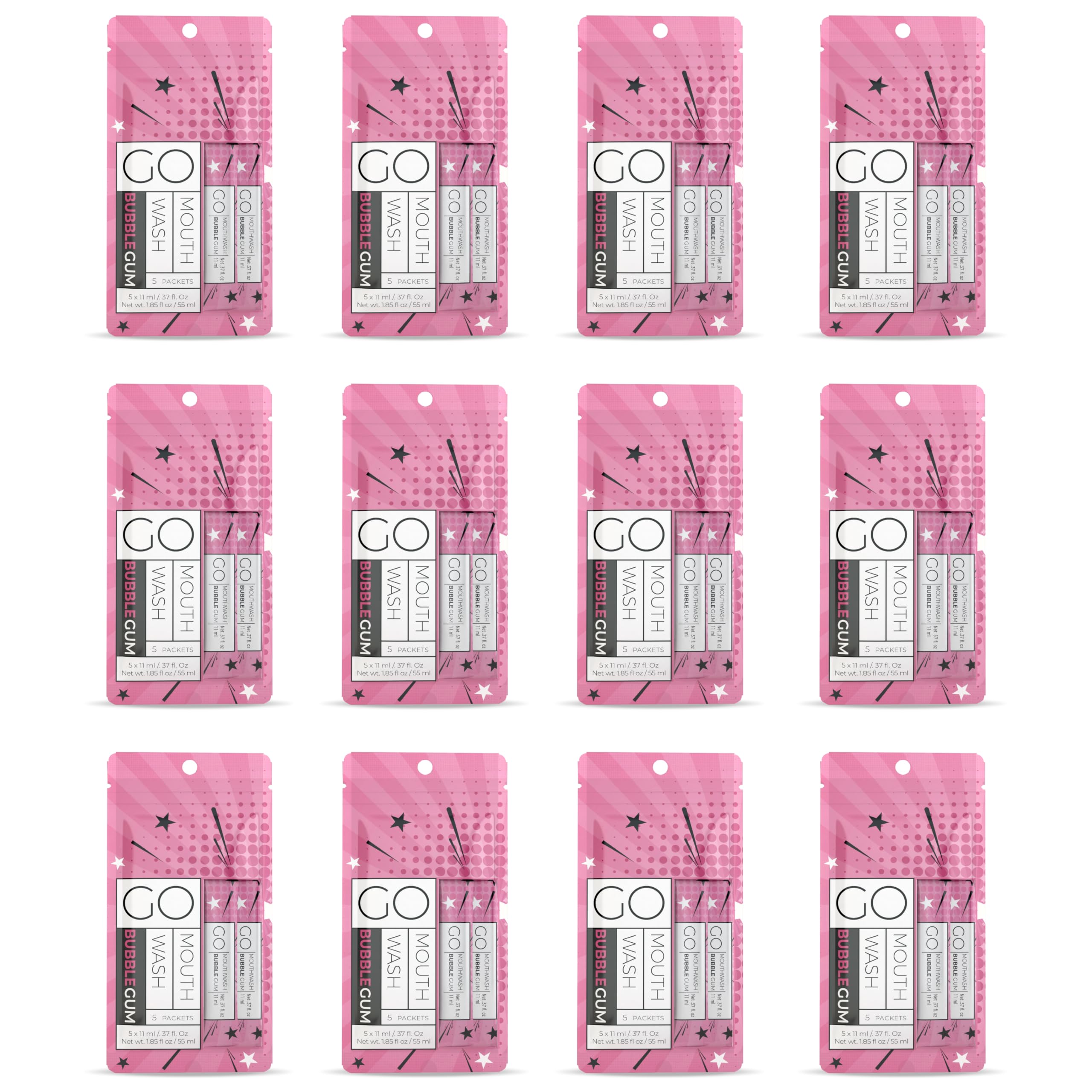Go Mouthwash sachets bubblegum format pratique pour le quotidien.